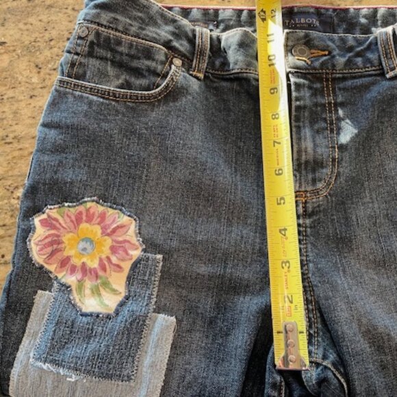 Upcycled, Reworked Applique Floral & Denim Patches, Talbot Jeans, SZ 12 Petite. - Picture 9 of 12
